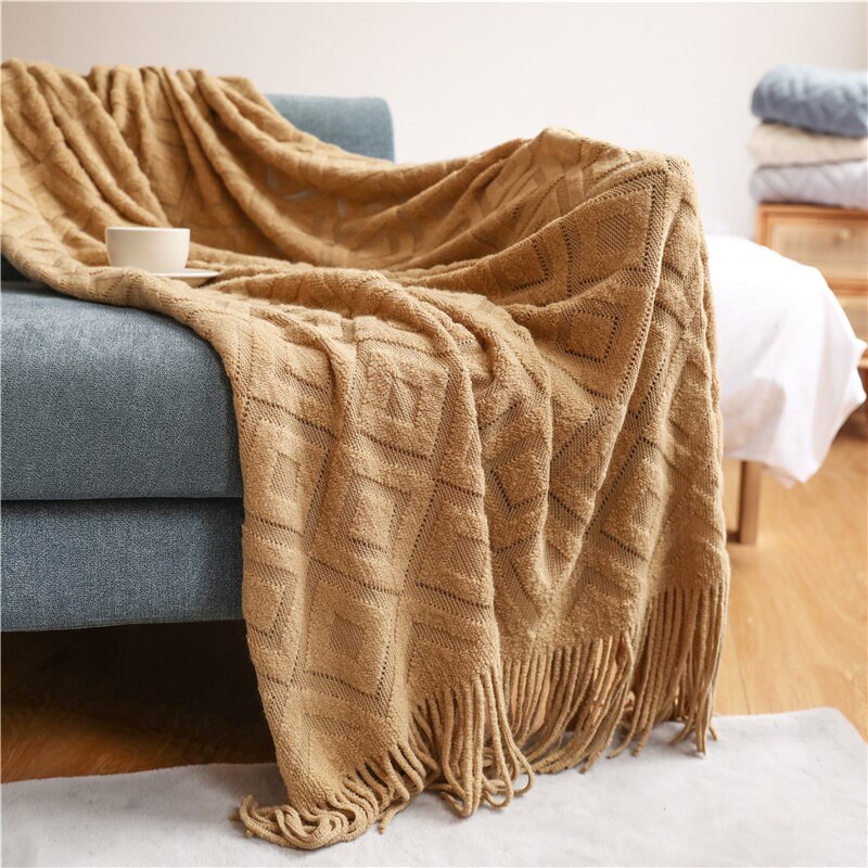 Nordic Winter Fleece Throw Tassel Blanket