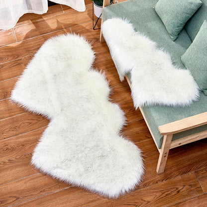 Double Heart Artificial Wool Sheepskin Floor Area Rug (Multi Colors)