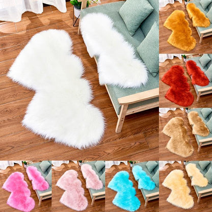 Double Heart Artificial Wool Sheepskin Floor Area Rug (Multi Colors)