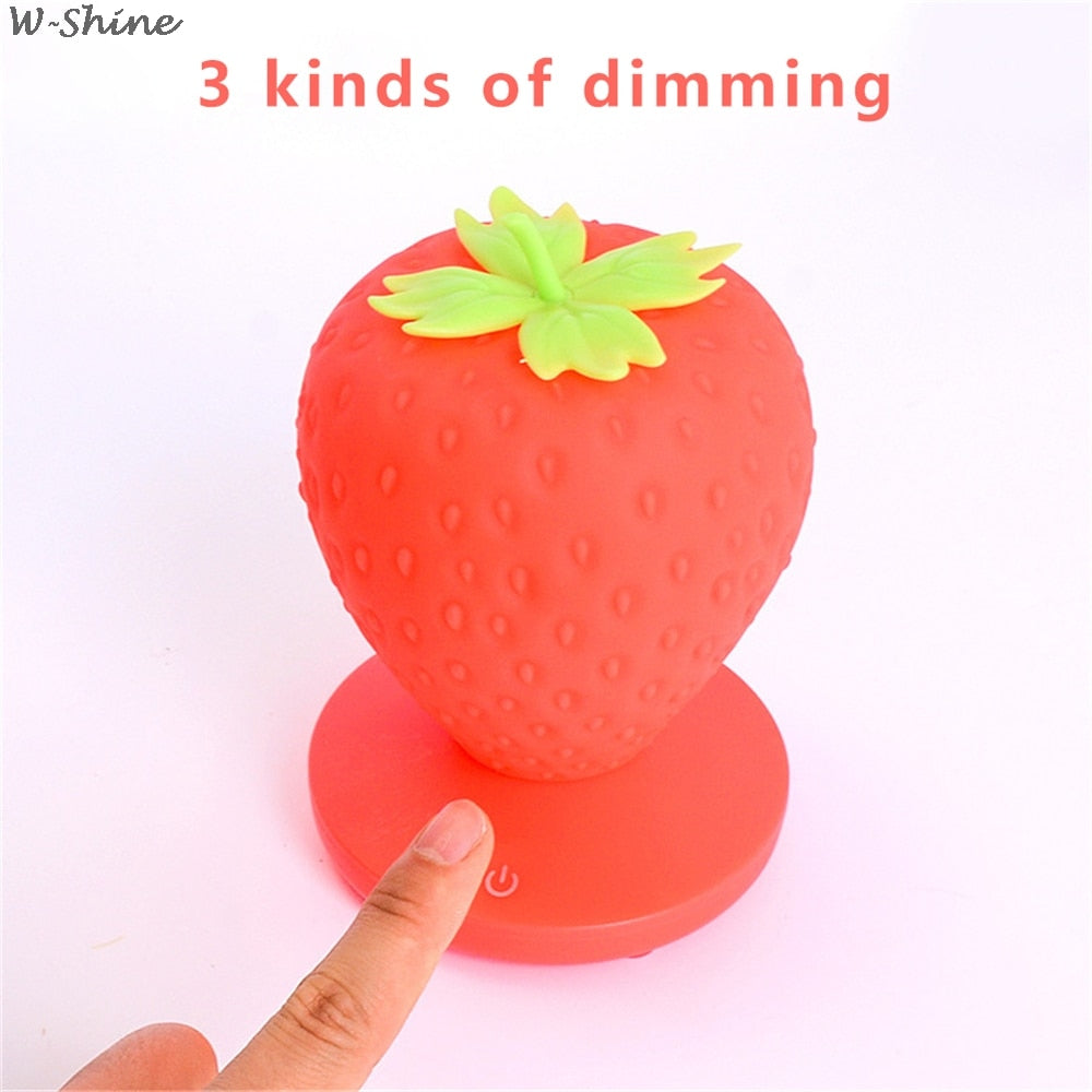 Touch Dimmable LED Light Silicone Strawberry  USB Lamp (Multi Colors)