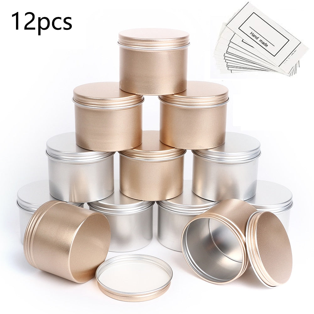 12pcs/24pcs Pack 100ml Round Empty Aluminum Jar Tea Package Box Sundry Kitchen Seasoning Pot Gold Silver Black Containers