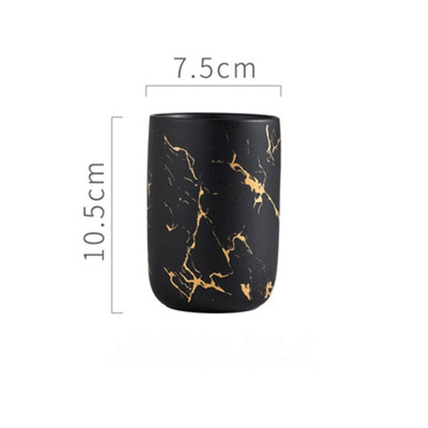 Luxury Ceramic Marble Soap Dispenser Set