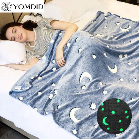 Luminous Warm Flannel Blankets Night Fluorescent Geometric Print Sheet Sofa Throw