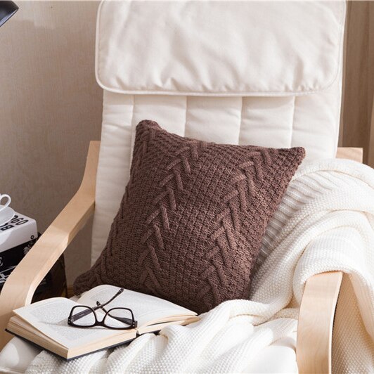 Super Soft Cushion Pillowcase Cozy Twist Delicate Knitted (Multi Colors/ Styles)