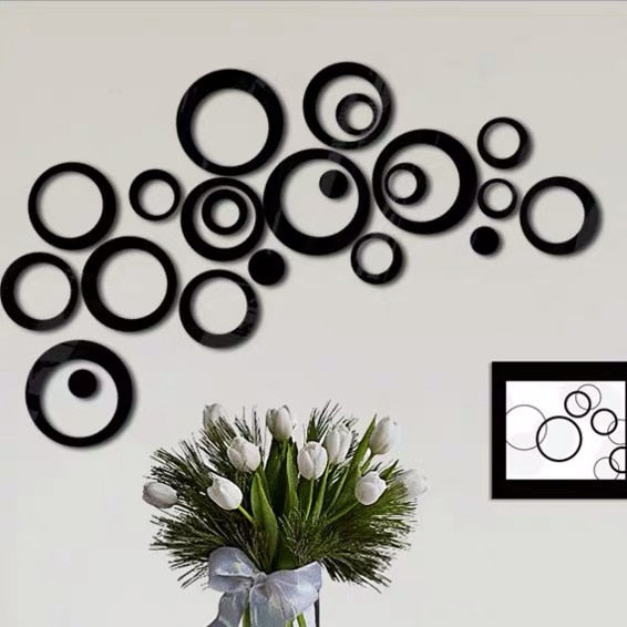 5pcs 3d Mirror Acrylic Circle Decorative Stickers