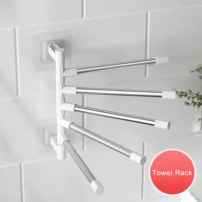 Towel Rack Rotatable Towel Holder Space Aluminum 2/3/4/5-Bar Towel Hanger Shelf Paper Hanging Wall Mounted