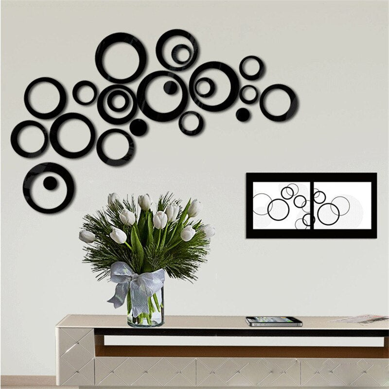 5pcs 3d Mirror Acrylic Circle Decorative Stickers