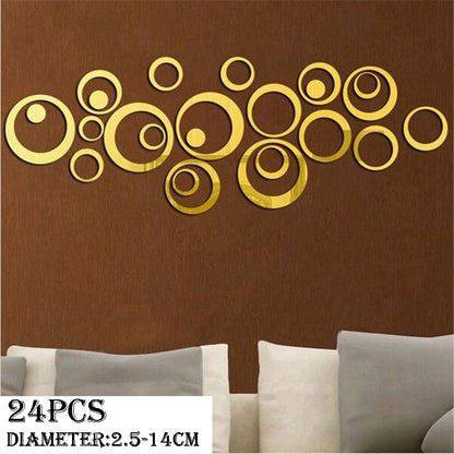 3D Mirror Wall Sticker Love Round Acrylic Wall Sticker DIY