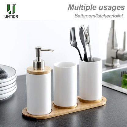 UNTIOR 3PCS Ceramic Bathroom Accessories Set