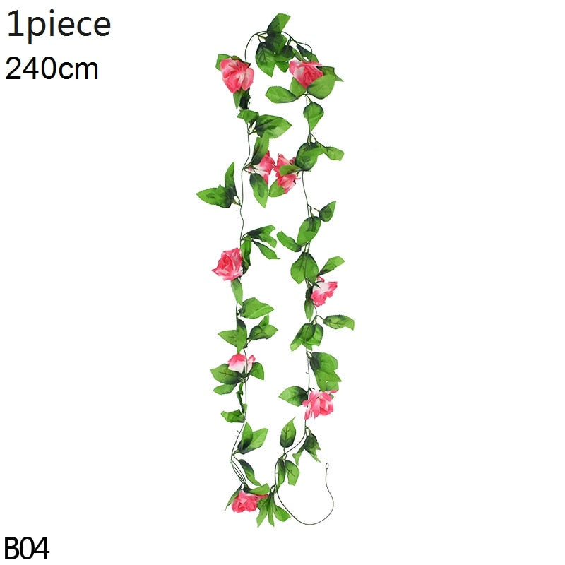 Wisteria Artificial Flower Vine Ivy Leaf Garland Silk Rose Flowers Rattan String Vine Arch Flower Home Garden Decoration