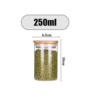 Transparent glass jars Seal jars Grains storage Bottles spice jar kitchen storage cans Kitchen Storage Organization