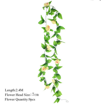 2.3m Flower Garland Artificial Flower String With Leaves Silk Ivy Vine