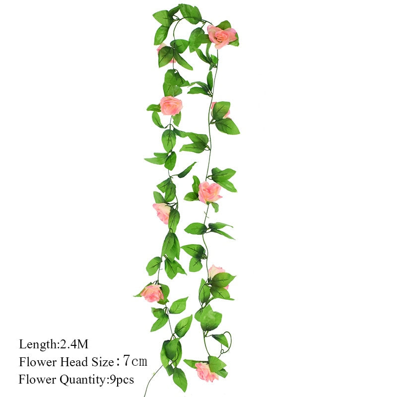 2.3m Flower Garland Artificial Flower String With Leaves Silk Ivy Vine