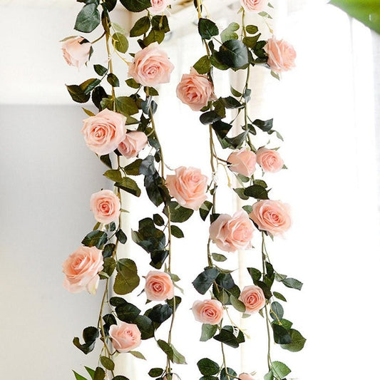 Silk Artificial Rose Vine Hanging Flowers For Wall Decoration