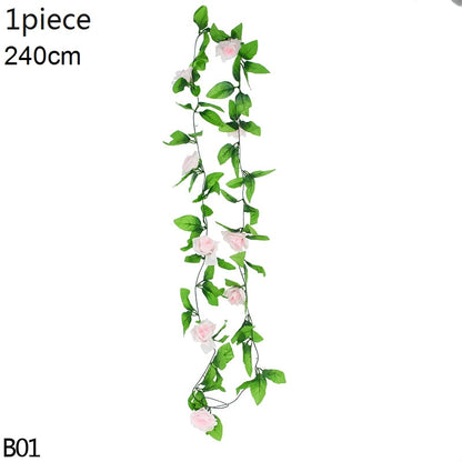 Wisteria Artificial Flower Vine Ivy Leaf Garland Silk Rose Flowers Rattan String Vine Arch Flower Home Garden Decoration