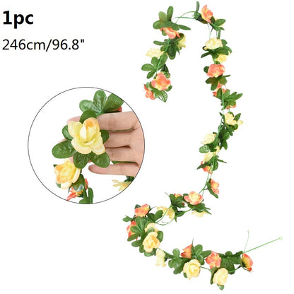 Wisteria Artificial Flower Vine Ivy Leaf Garland Silk Rose Flowers Rattan String Vine Arch Flower Home Garden Decoration