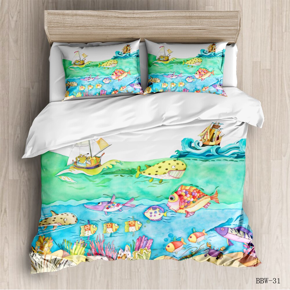 Watercolor Cartoon Series Bedding Set Quilt Cover & Pillow Case