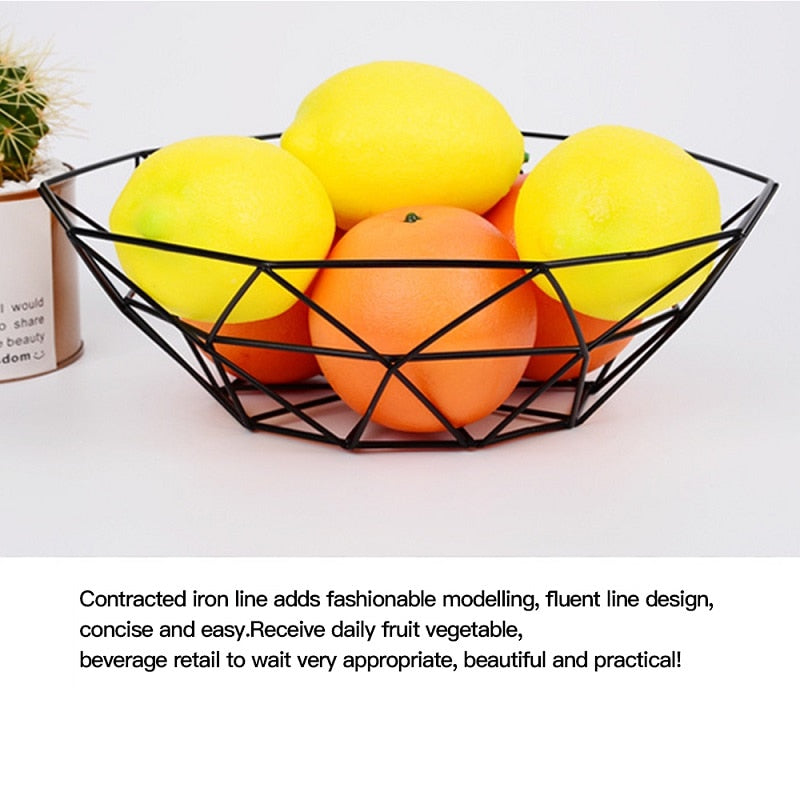 Kitchen Basket Container Bowl Metal Wire Basket Kitchen Drain Rack Fruit Vegetable Storage Holder Snack Tray Storage Bowl