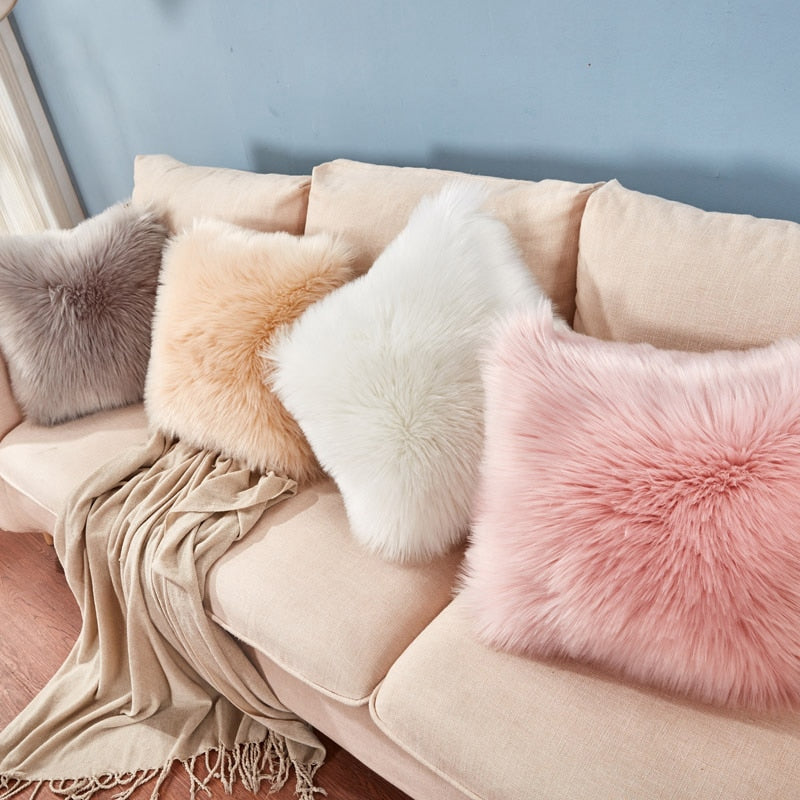 Nordic Faux Fur Cushion Cover (Multi Colors)