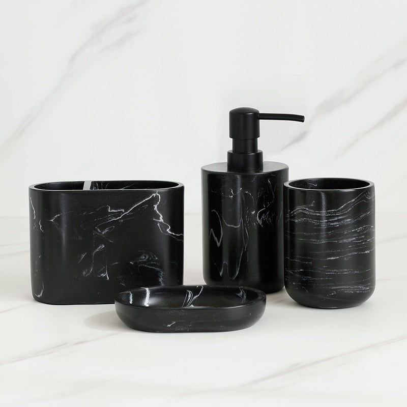 Black Bathroom Accessory Resin Set