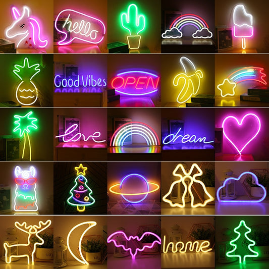 Led Neon Light Colorful Rainbow Art Sign Hanging Night Lamp