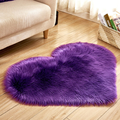 Heart Shape Fluffy Rugs Washable Faux Fur Rug (Multi Colors)