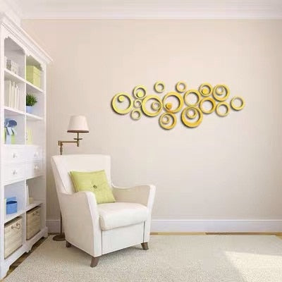 5pcs 3d Mirror Acrylic Circle Decorative Stickers