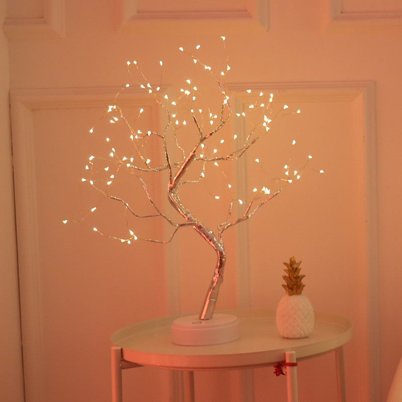 LED Copper Wire  Tree Fairy Lights  USB Battery Operated Table Lamp (Multi Styles)