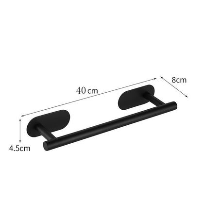 No Drilling Black Bathroom Accessories Sets Toilet Tissue Roll Paper Holder Towel Rack Bar Rail Ring Robe Clothes Hook Hardware