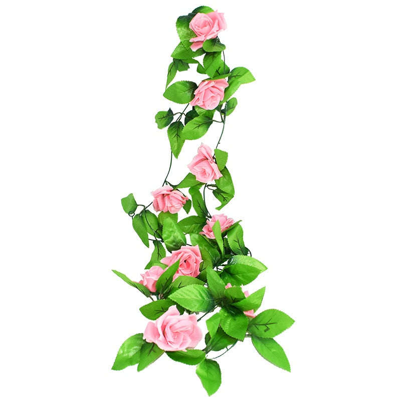 Silk Artificial Rose Vine Hanging Flowers For Wall Decoration