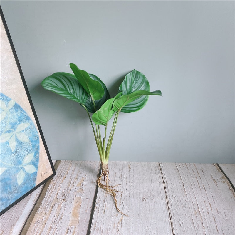 Luxury Patterned Green ficus bouquet with roots flores