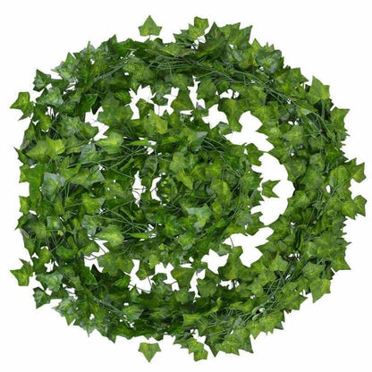 12pcs 2M Ivy Green Fake Leaves Garland Plant Vine Foliage