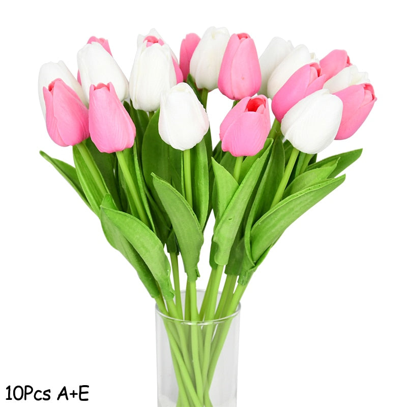 10PCS Tulip Artificial Flower Real Touch Artificial Bouquet PE Fake Flower