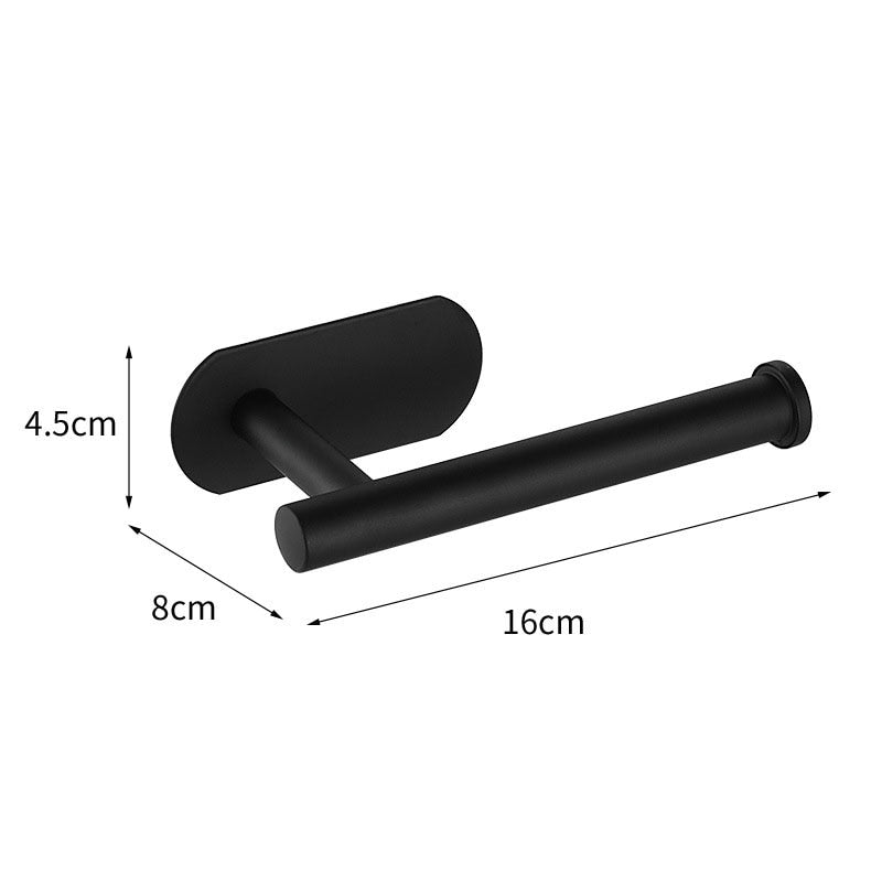 No Drilling Black Bathroom Accessories Sets Toilet Tissue Roll Paper Holder Towel Rack Bar Rail Ring Robe Clothes Hook Hardware