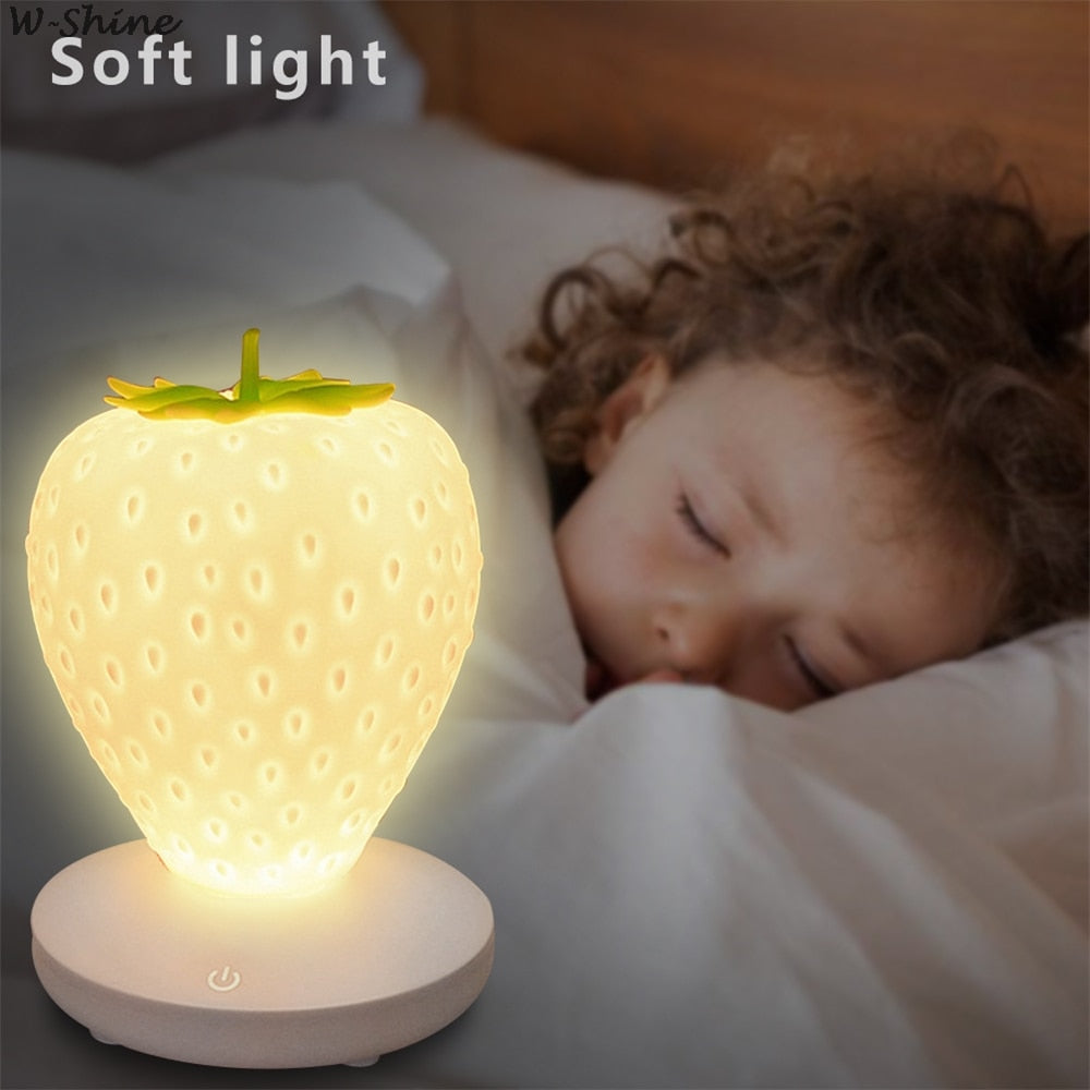 Touch Dimmable LED Light Silicone Strawberry  USB Lamp (Multi Colors)