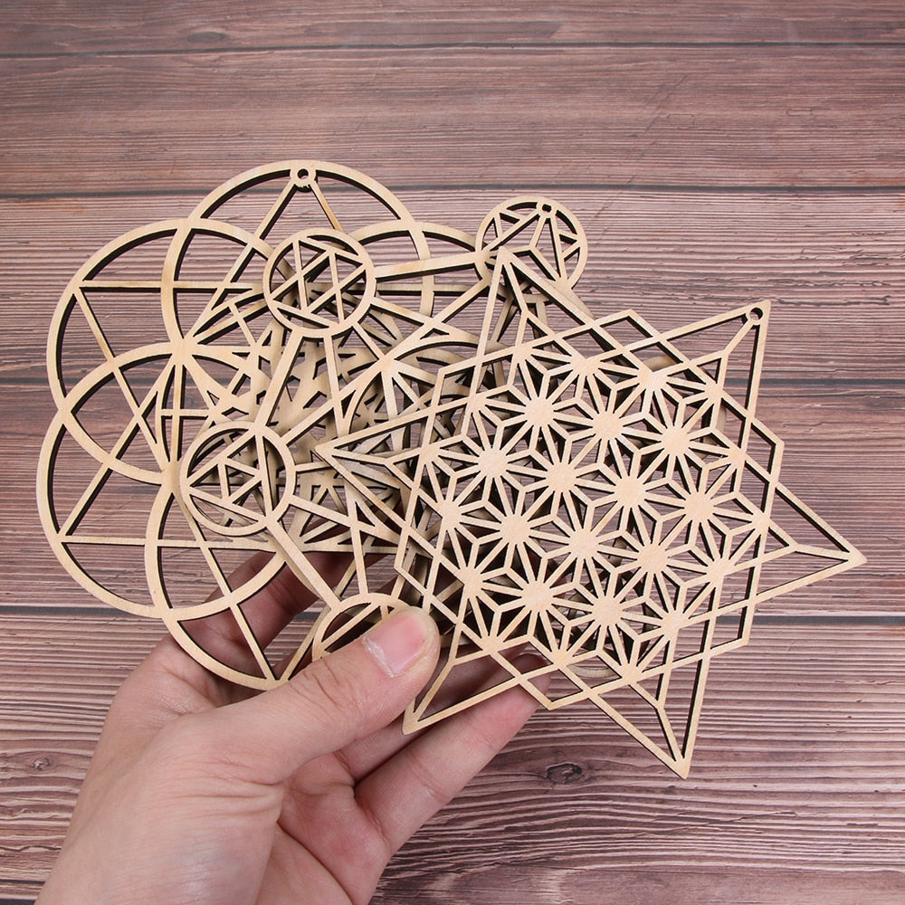 1PC Wood Wall Flower of Life Shape Non-slip Coaster