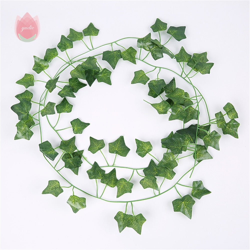 1Pc 230Cm Green Vine Silk Artificial Ivy Hanging Leaf Garland Plant Creeper Leaf