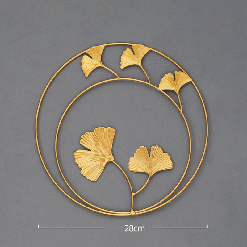 Nordic Style Wall Hanging Decoration Leaf Shape Iron Art  Retro Round