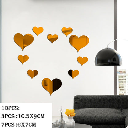 3D Mirror Wall Sticker Love Round Acrylic Wall Sticker DIY