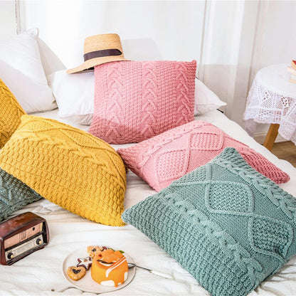 Super Soft Cushion Pillowcase Cozy Twist Delicate Knitted (Multi Colors/ Styles)