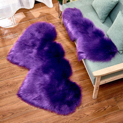 Double Heart Artificial Wool Sheepskin Floor Area Rug (Multi Colors)