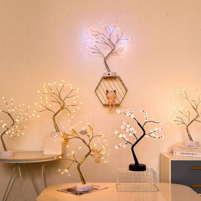 LED Night Lights Mini Tree Table Lamp Garland Fairy String Light Decoration (Multi Styles)