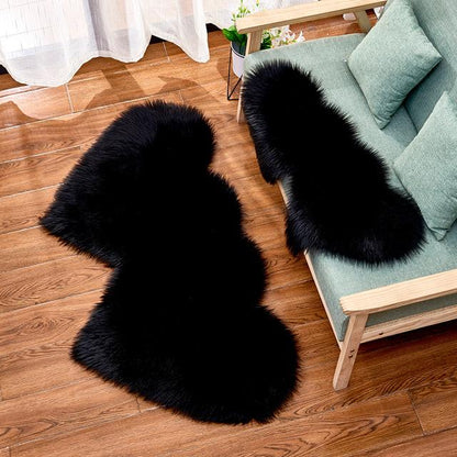 Double Heart Artificial Wool Sheepskin Floor Area Rug (Multi Colors)