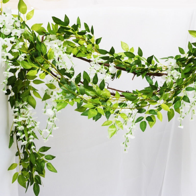 180cm Fake Ivy Wisteria Flowers Artificial Plant Vine Garland