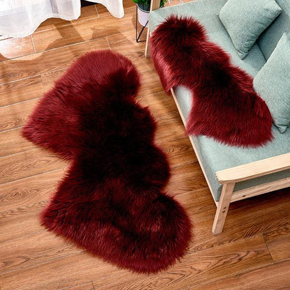 Double Heart Artificial Wool Sheepskin Floor Area Rug (Multi Colors)