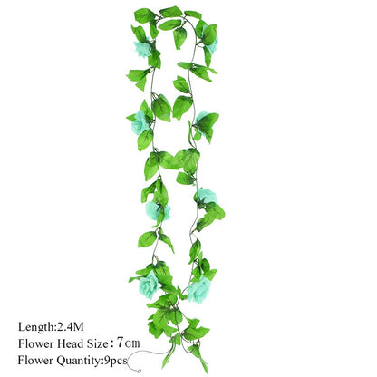 2.3m Flower Garland Artificial Flower String With Leaves Silk Ivy Vine