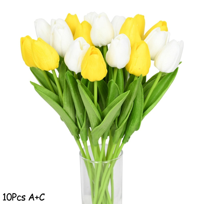 10PCS Tulip Artificial Flower Real Touch Artificial Bouquet PE Fake Flower