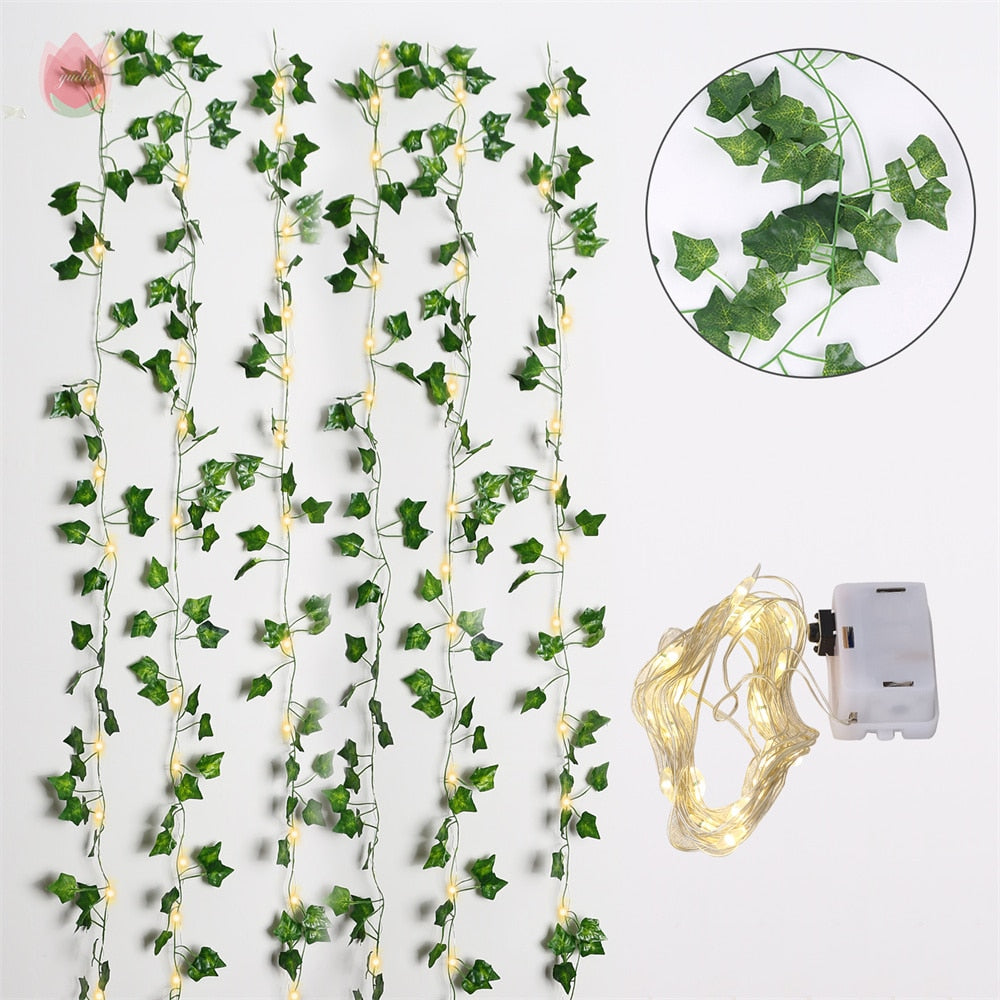 1Pc 230Cm Green Vine Silk Artificial Ivy Hanging Leaf Garland Plant Creeper Leaf