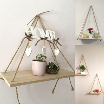 Decorative Shelves Premium Wood Swing Hanging Rope Wall Mounted Floating Shelves