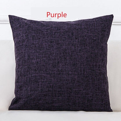 Solid Linen Sofa Waist Cushion Pillowcase (Multi Colors)